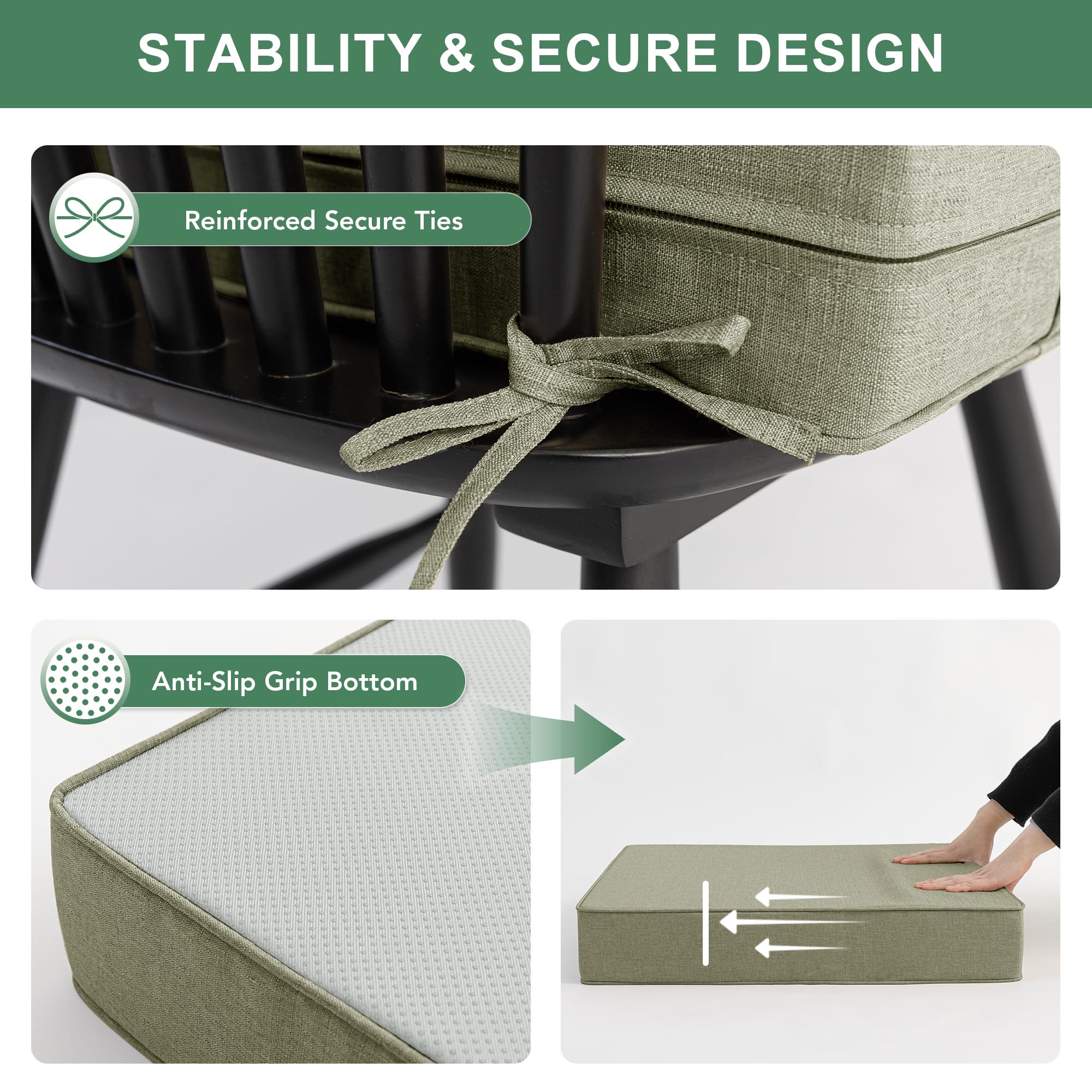 Summsun close-up of non-slip bottom fabric improving grip and keeping cushions in place.