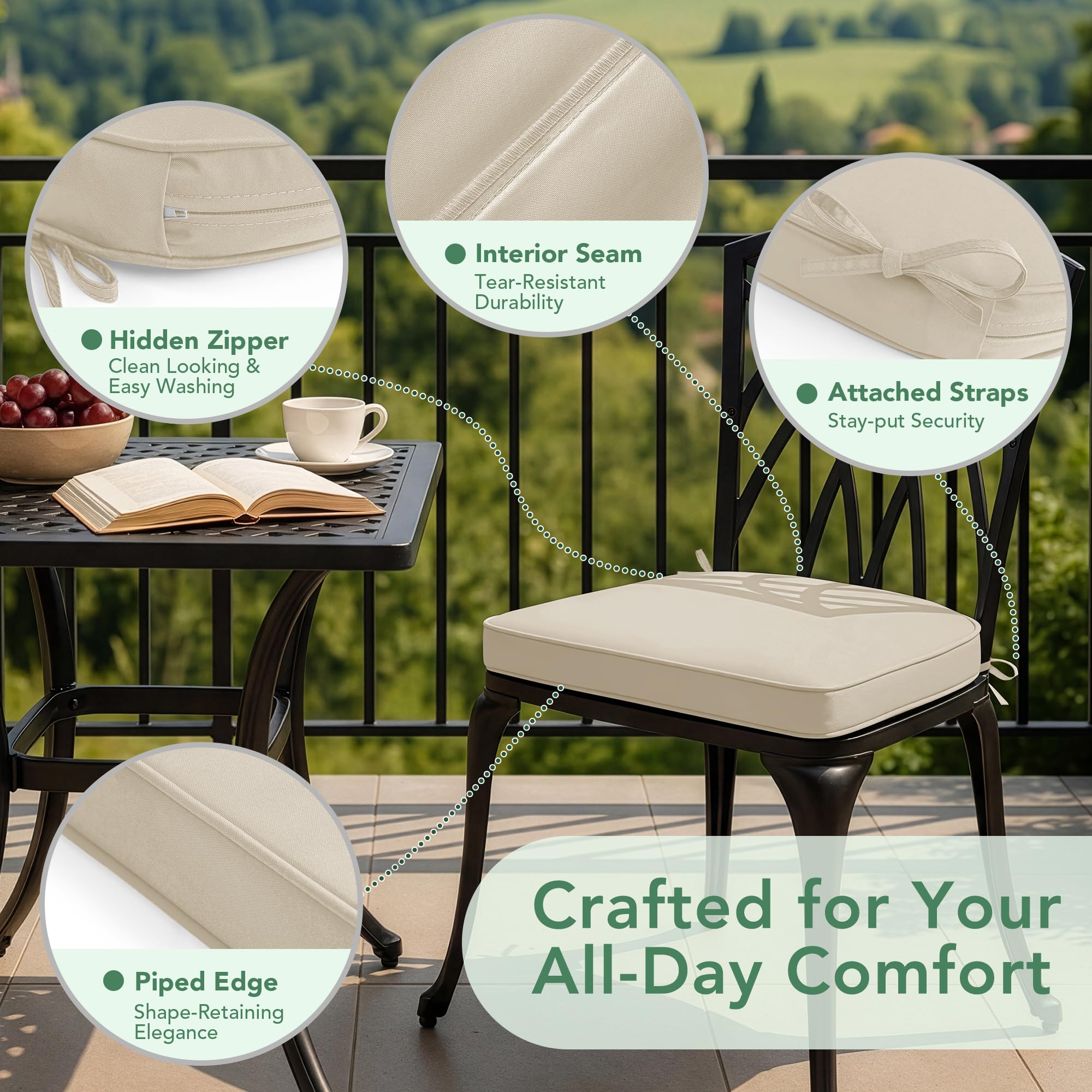 Summsun cushions on wicker chair demonstrating improved comfort and curb appeal