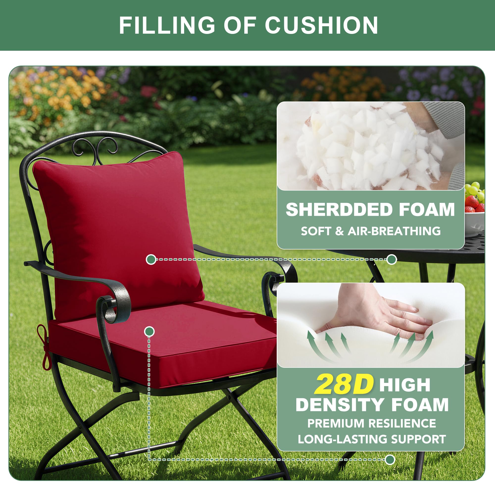 Summsun back cushion interior detail showing foam particle fill for plush comfort