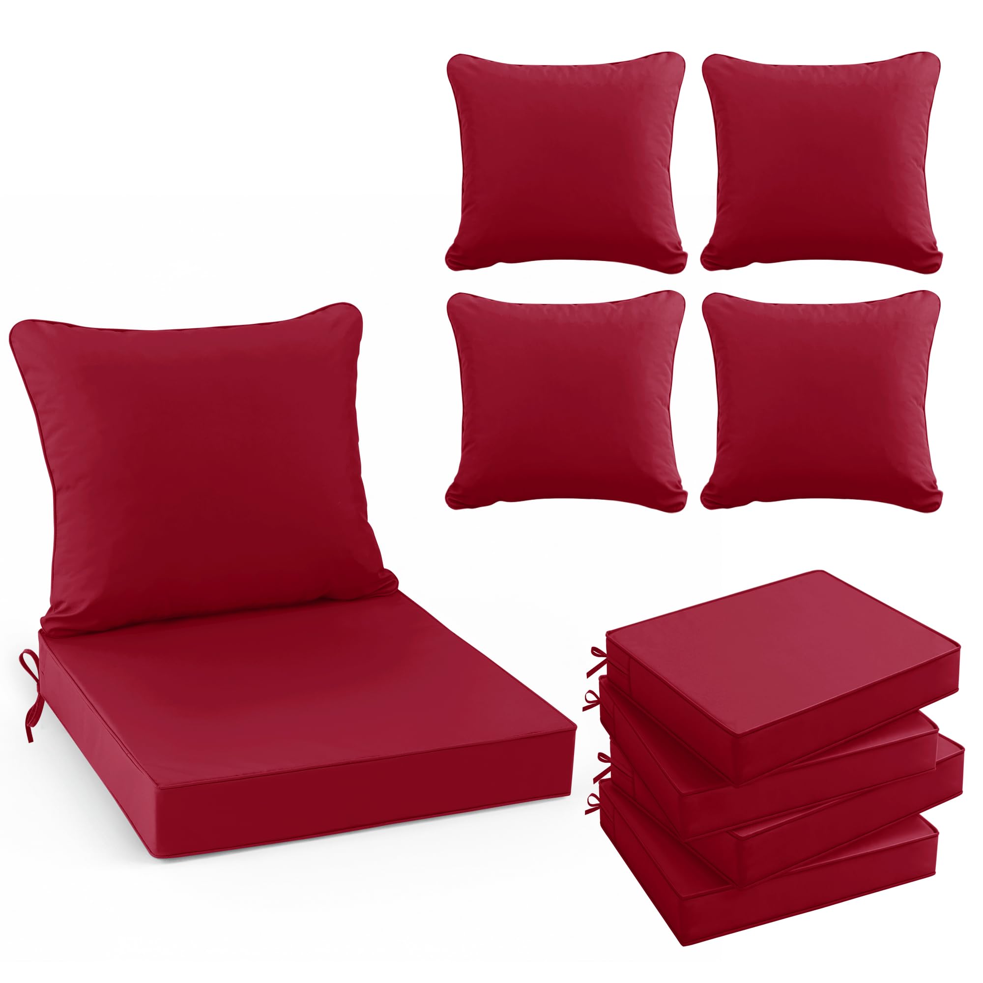 Summsun red front view showing packaged cushions and durable finish