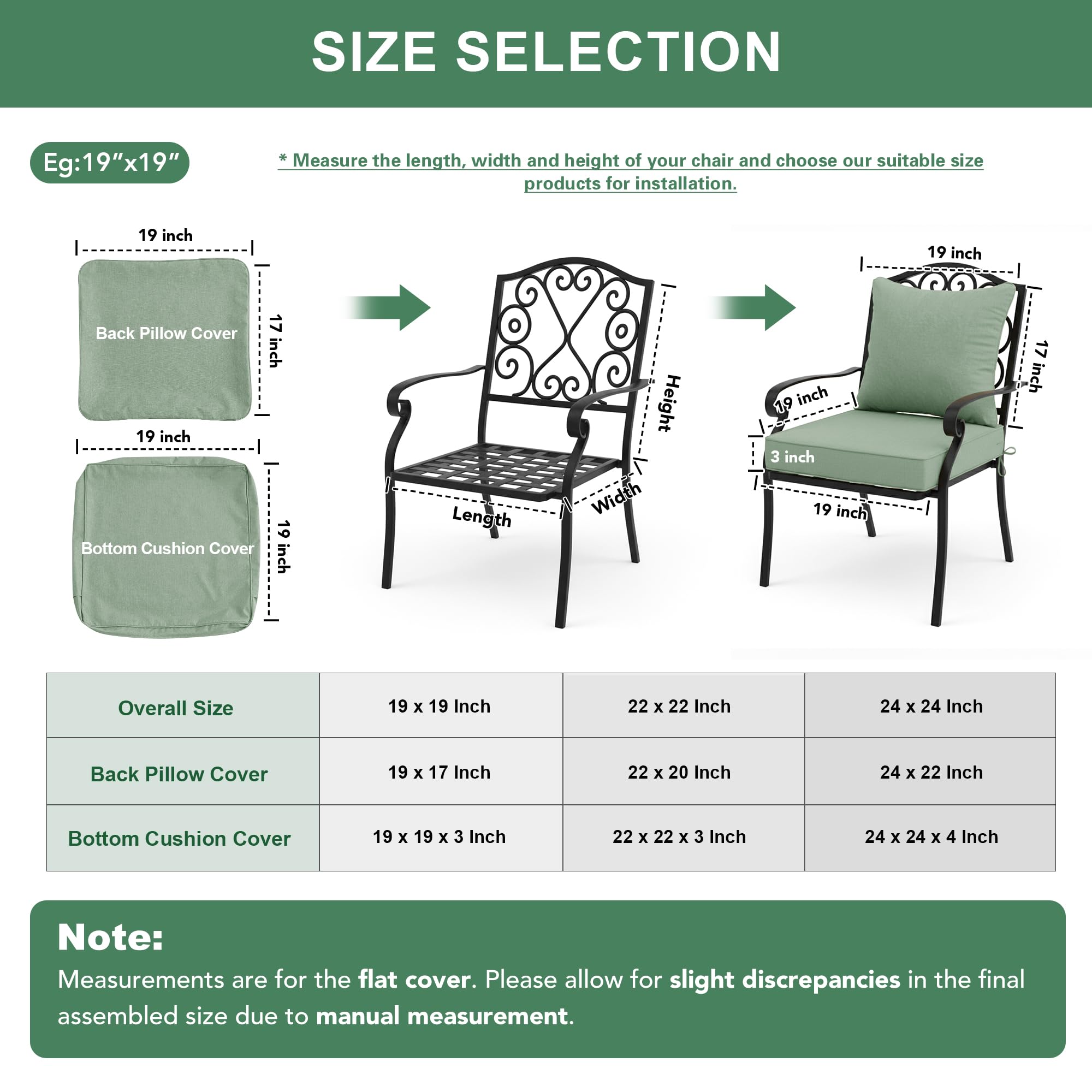 Summsun cushion on chair showing 24x24 scale and correct fit