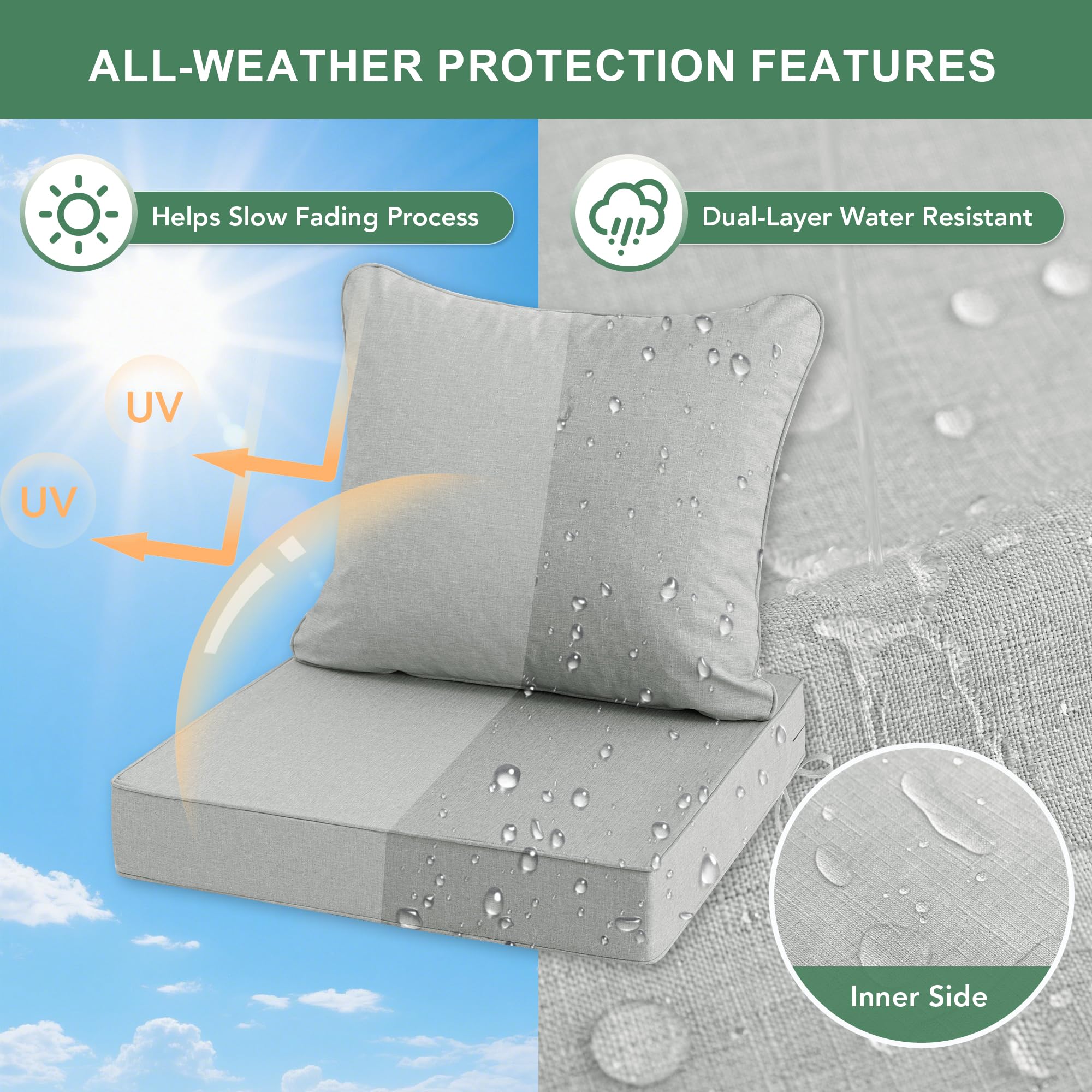 Summsun seat cushion cutaway revealing high-density foam core for long-lasting support