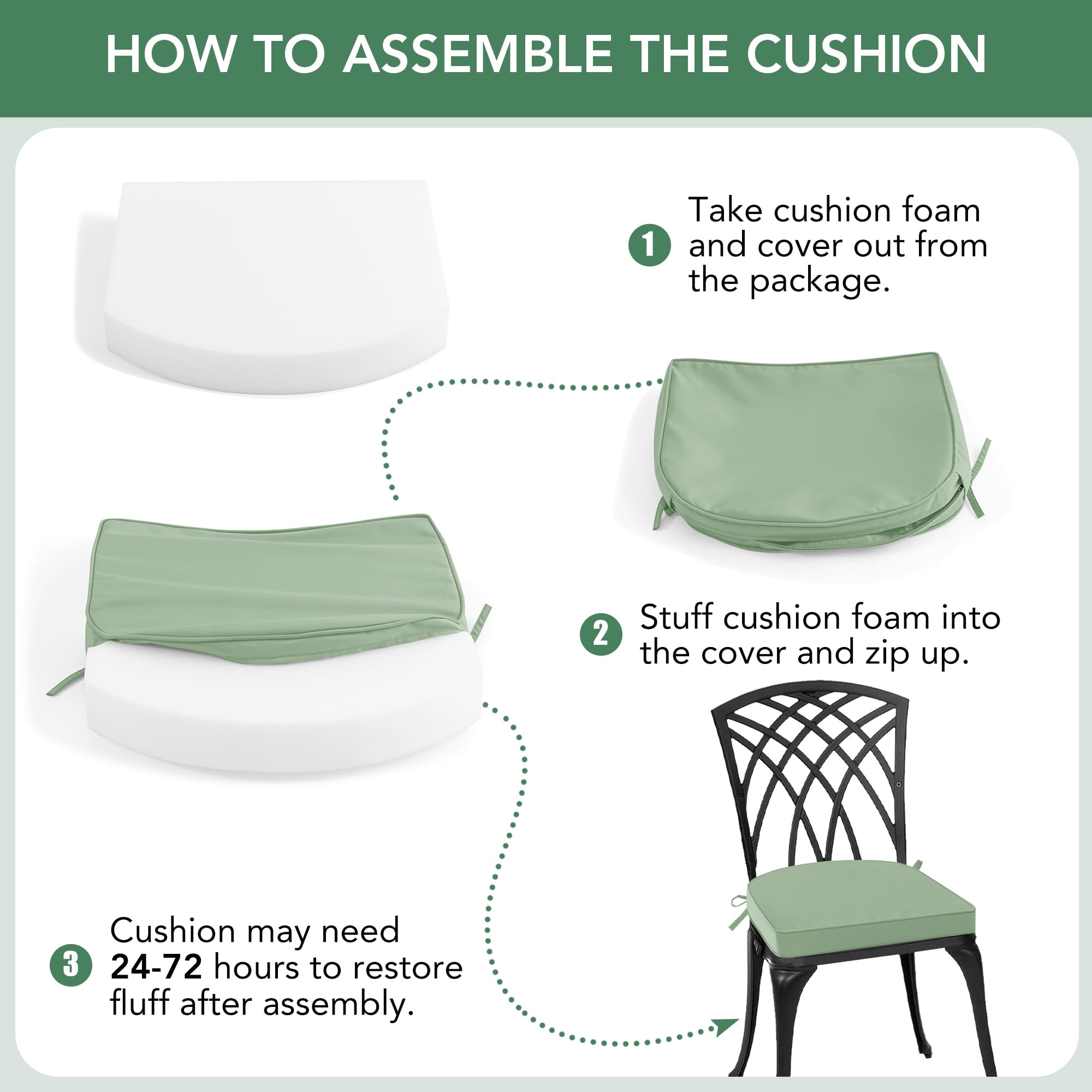 Summsun cushion next to chair measuring tape to show accurate 17x16x2 inch size