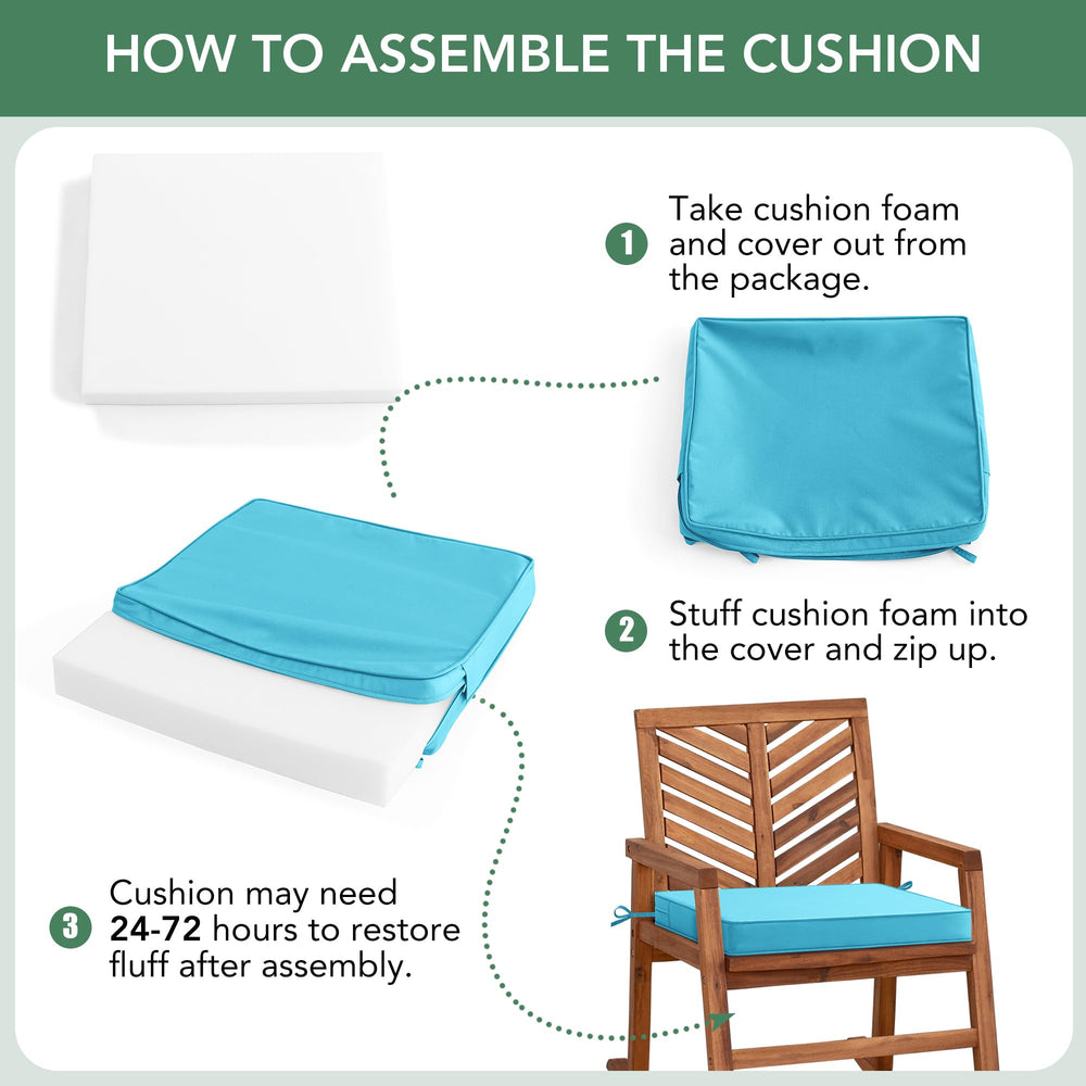 Summsun cushion next to ruler showing 18.5 x 16 x 2 inch scale