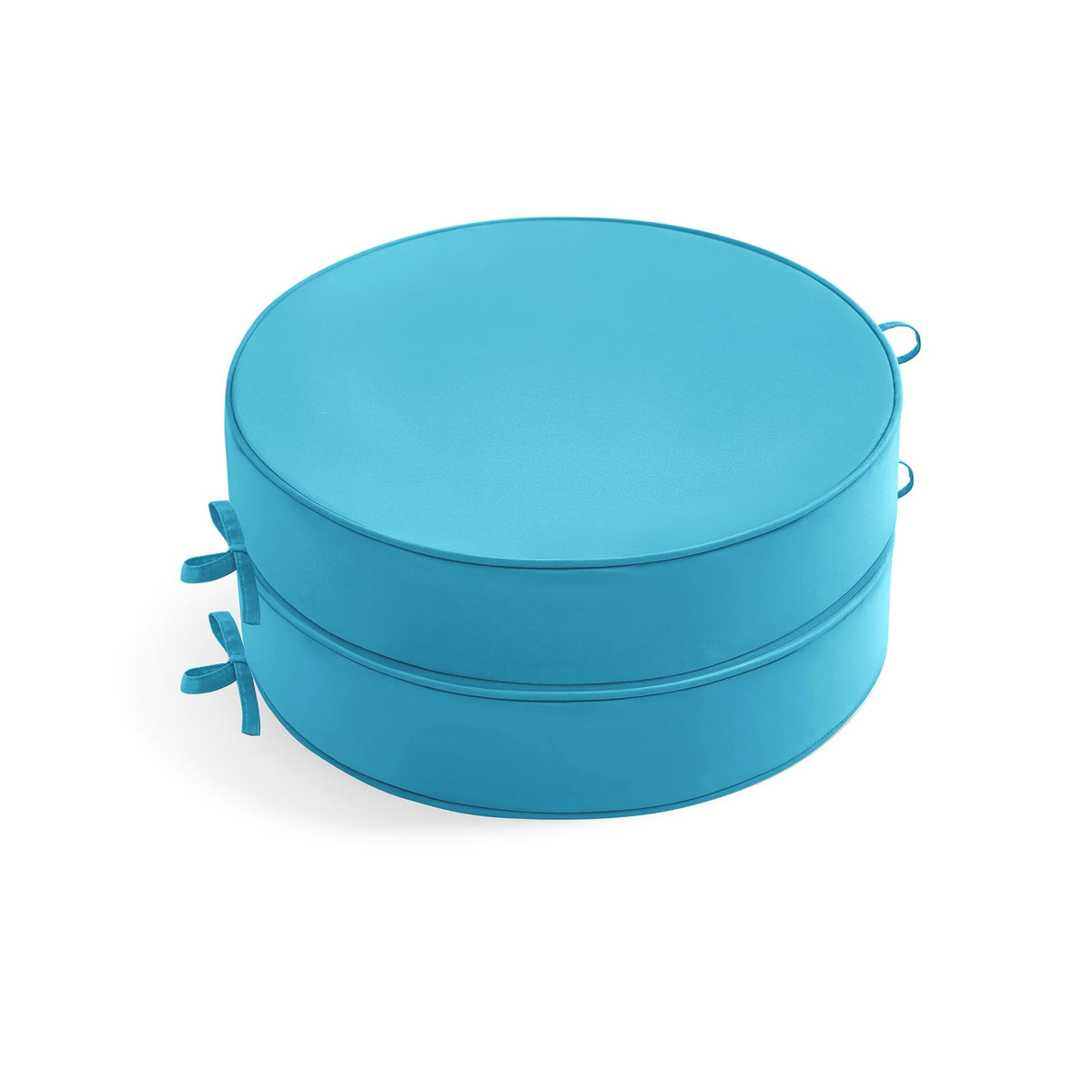 Summsun teal round cushions front view showing vibrant color and neat seams for lasting style