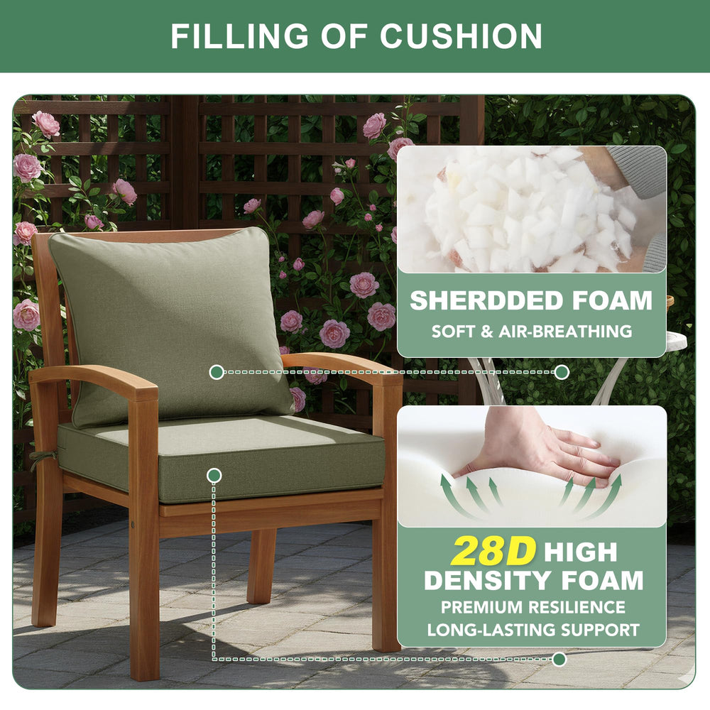 Summsun tied cushion detail showing secure double ties for stable chair attachment.