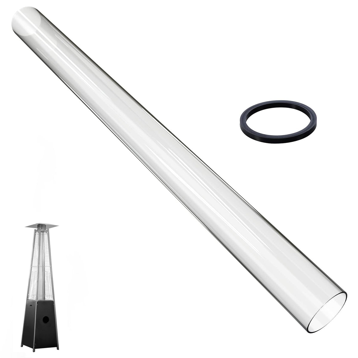 SUMNEW front view of glass tube showing full length and fit benefit