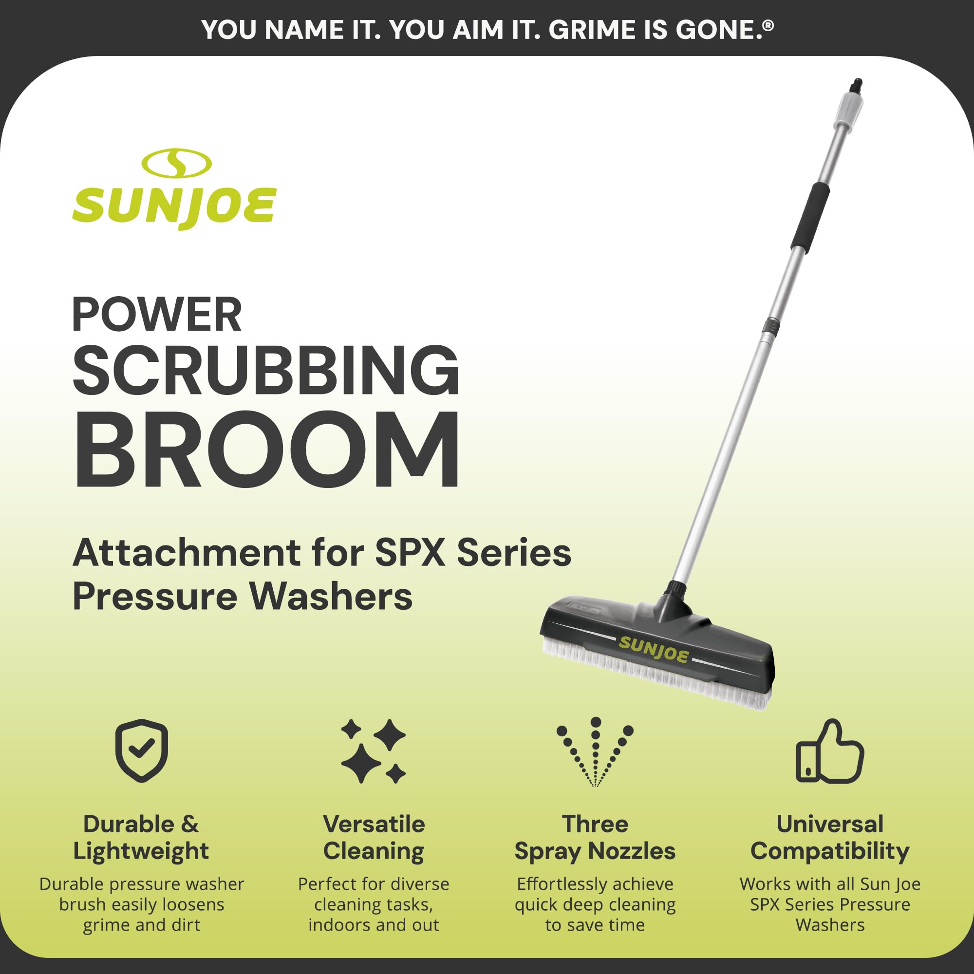 Sun Joe close-up of bristle head for deeper cleaning and gentle agitation