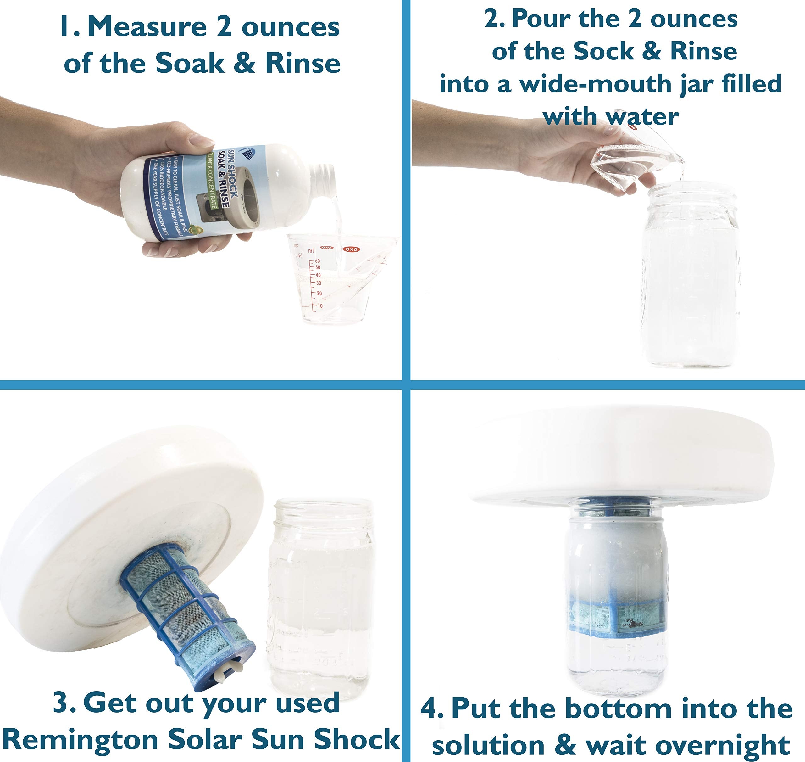 Sun Shock Soak & Rinse coil submerged in solution for gentle cleaning benefit