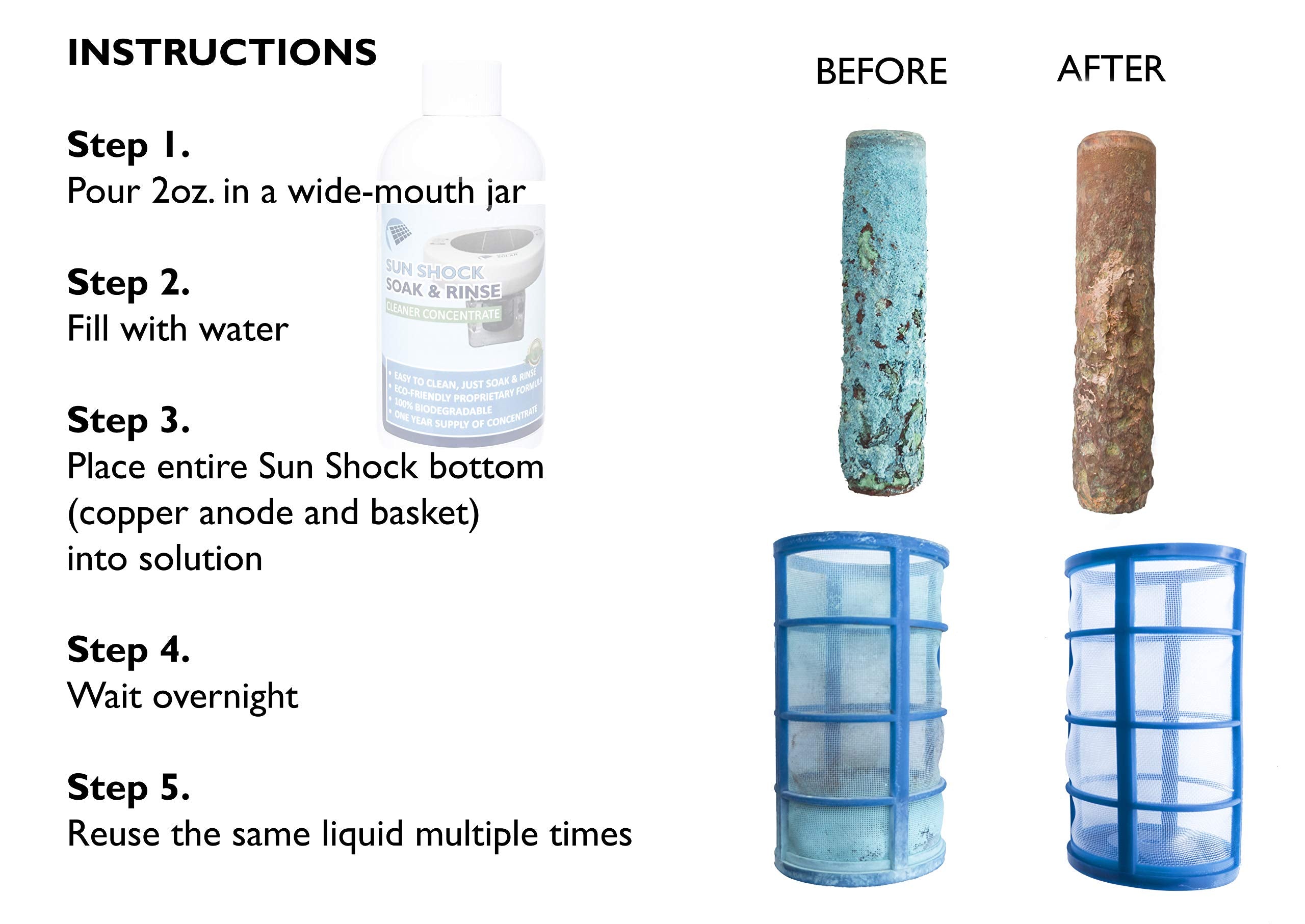 Sun Shock Soak & Rinse used poolside during routine ionizer maintenance