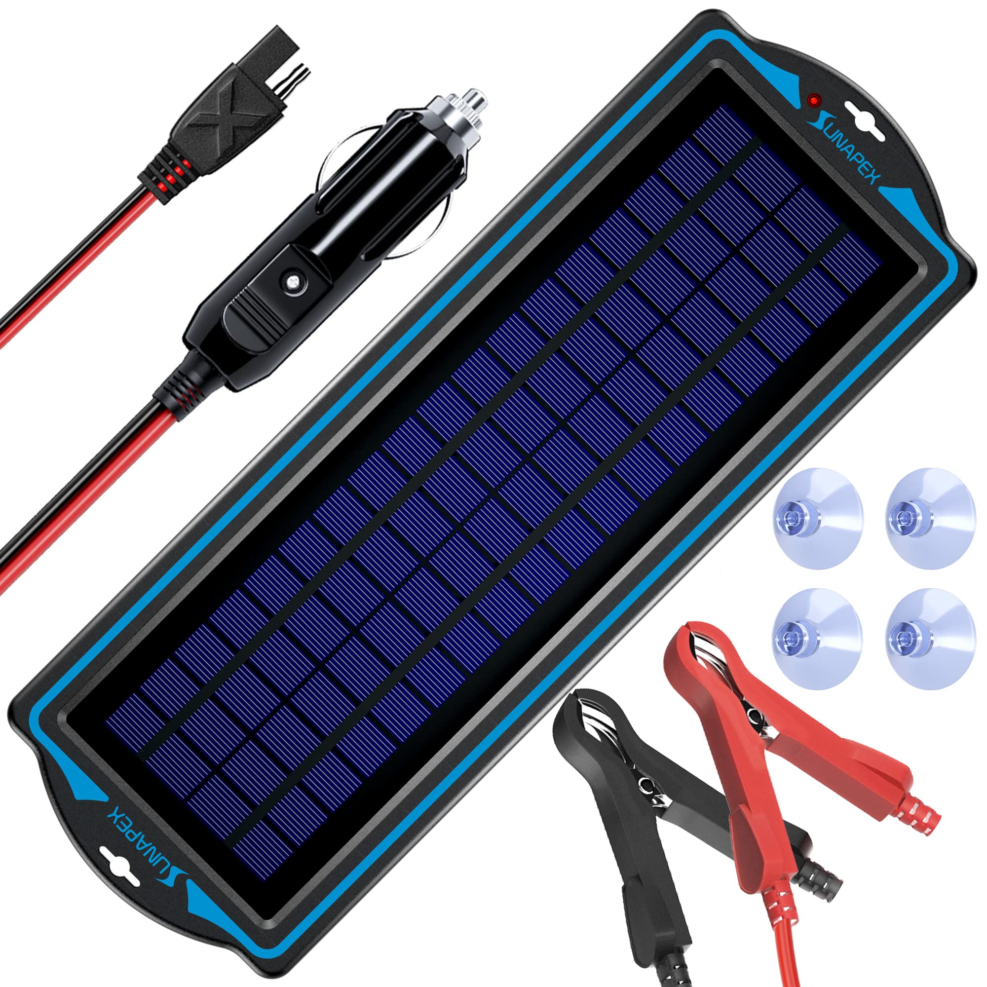 SUNAPEX front packaging showing compact charger and benefits