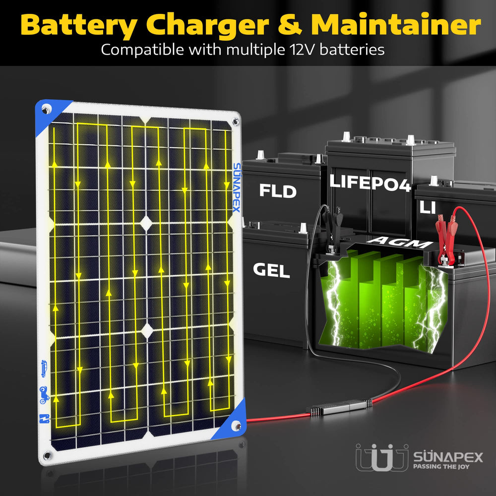 SUNAPEX in use on car windshield preserving battery and ensuring reliable starts