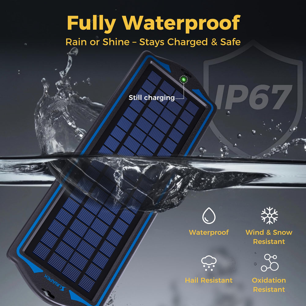 SUNAPEX panel mounted on windshield with suction cups for easy placement