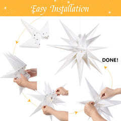 SUNBEAUTY star hanging on porch creating welcoming entrance lighting and warm ambiance