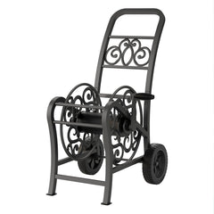 Suncast cart front view showing elegant scrollwork and storage benefit