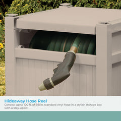Suncast Easylink close-up showing watertight hose connection advantage