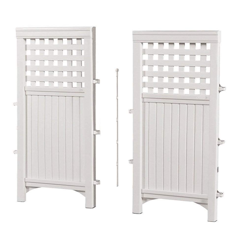 Suncast panels folded flat for compact storage and easy handling benefit