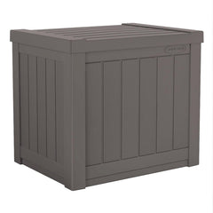suncast front view stone gray shows compact storage and neat appearance