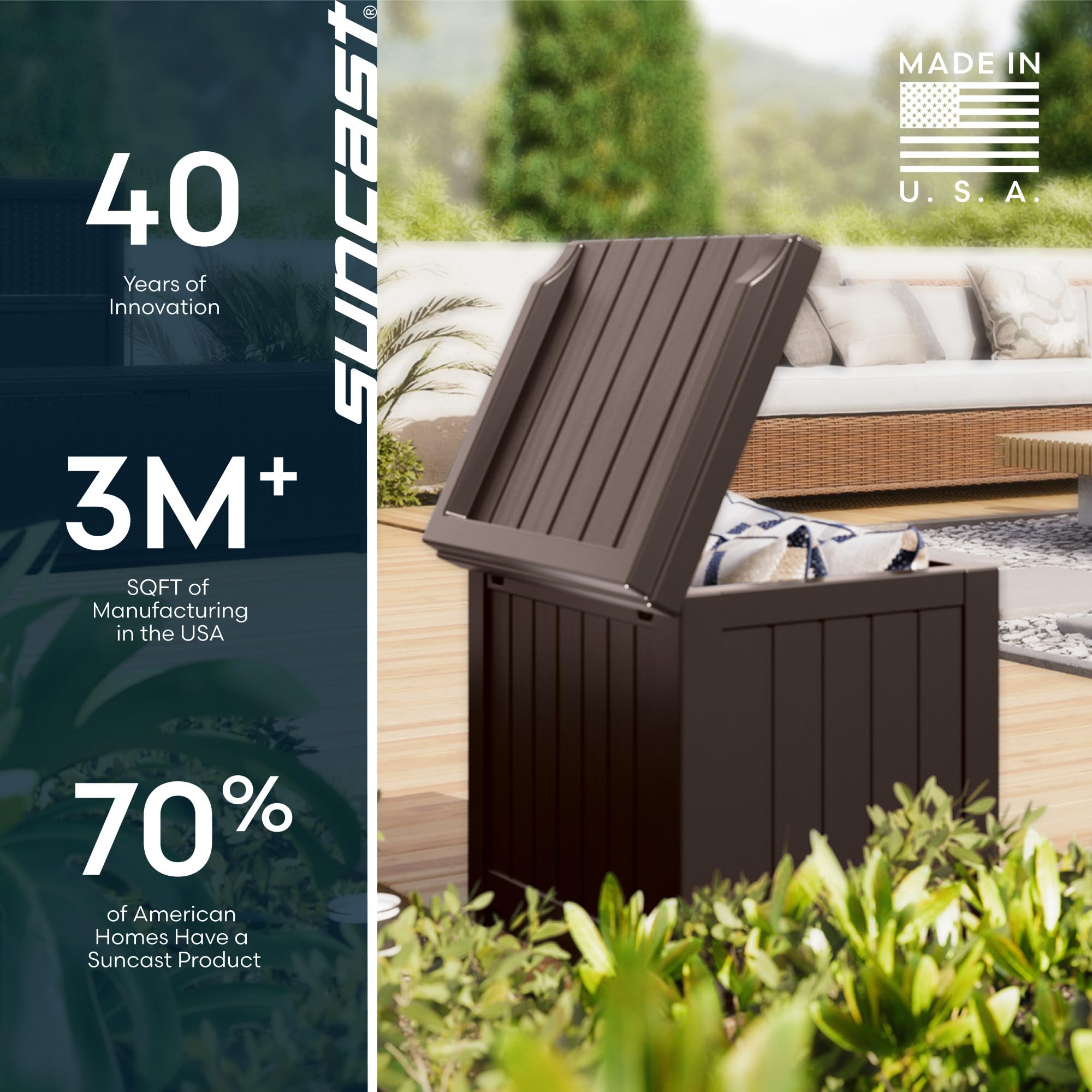 Suncast packed with tools demonstrating versatile storage use