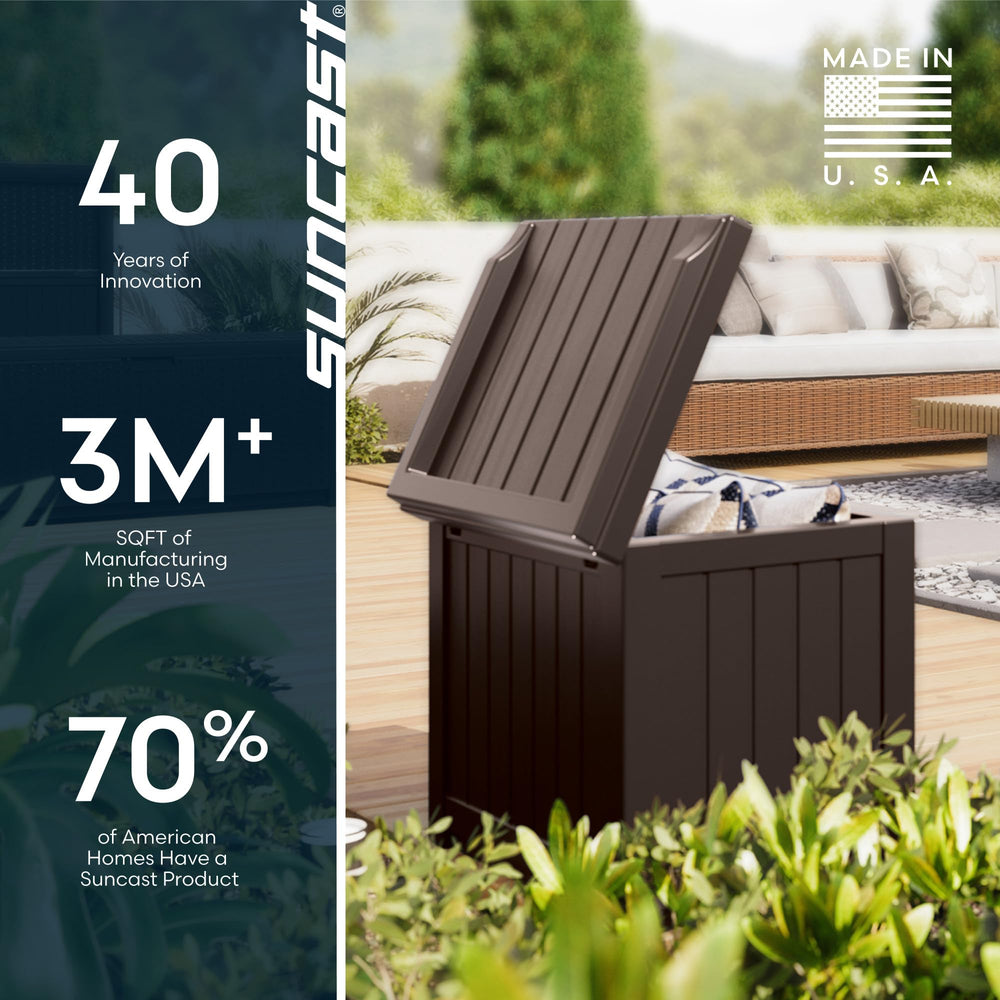 Suncast packed with tools demonstrating versatile storage use
