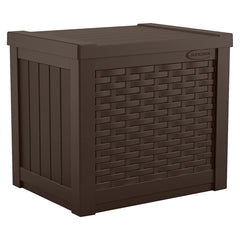 Suncast Java deck box front view showing compact storage and curb appeal