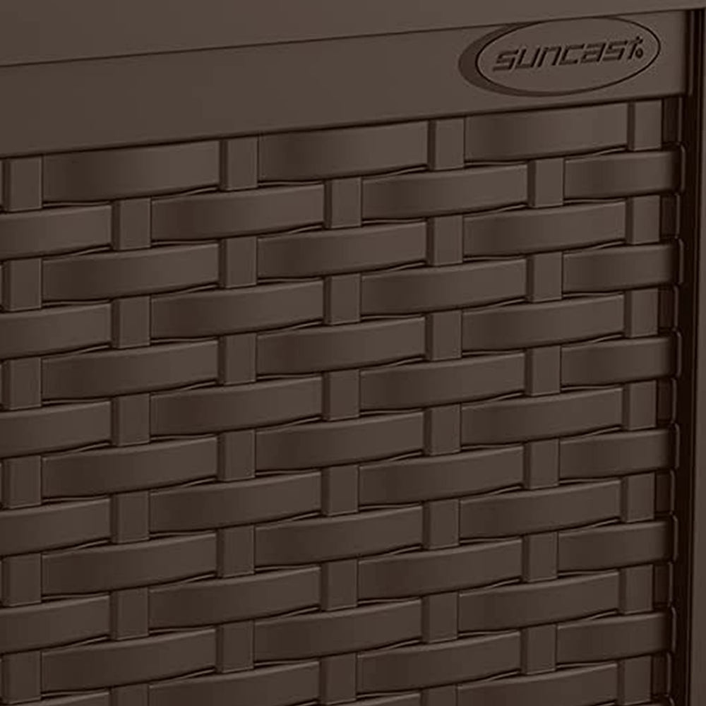 Suncast Java deck box open interior showing storage space for cushions
