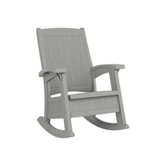 Suncast front view dove gray rocker showing comfortable seat and style