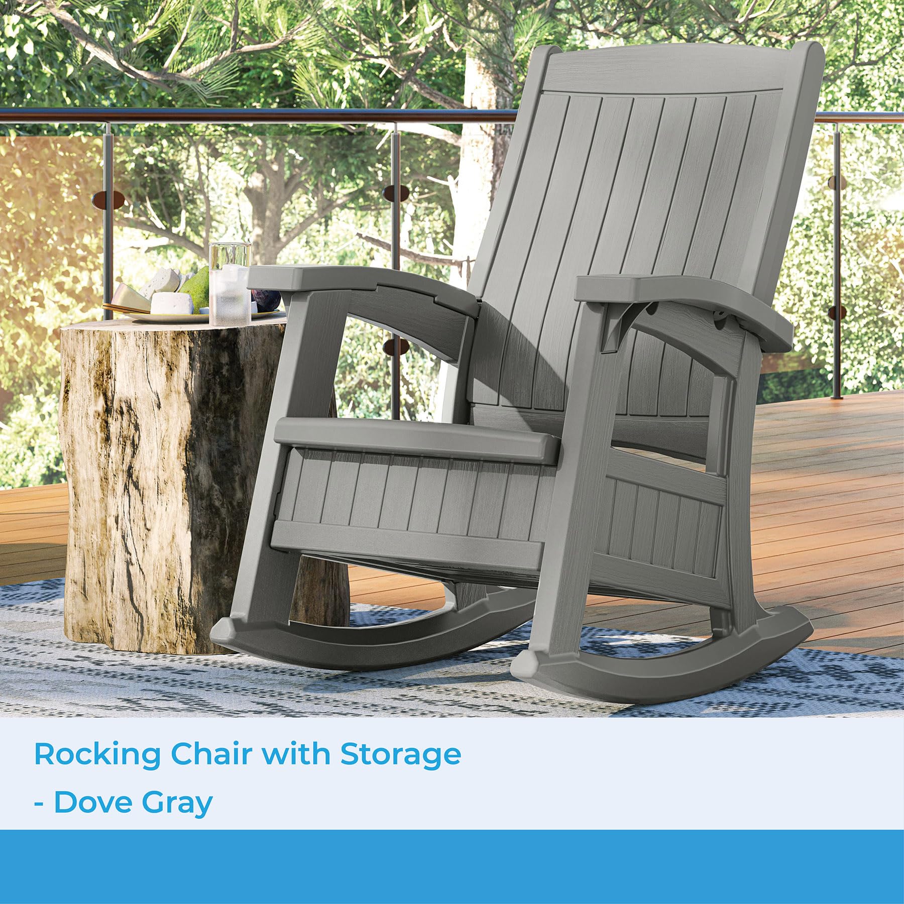 Suncast under-seat storage open with cushions for quick access