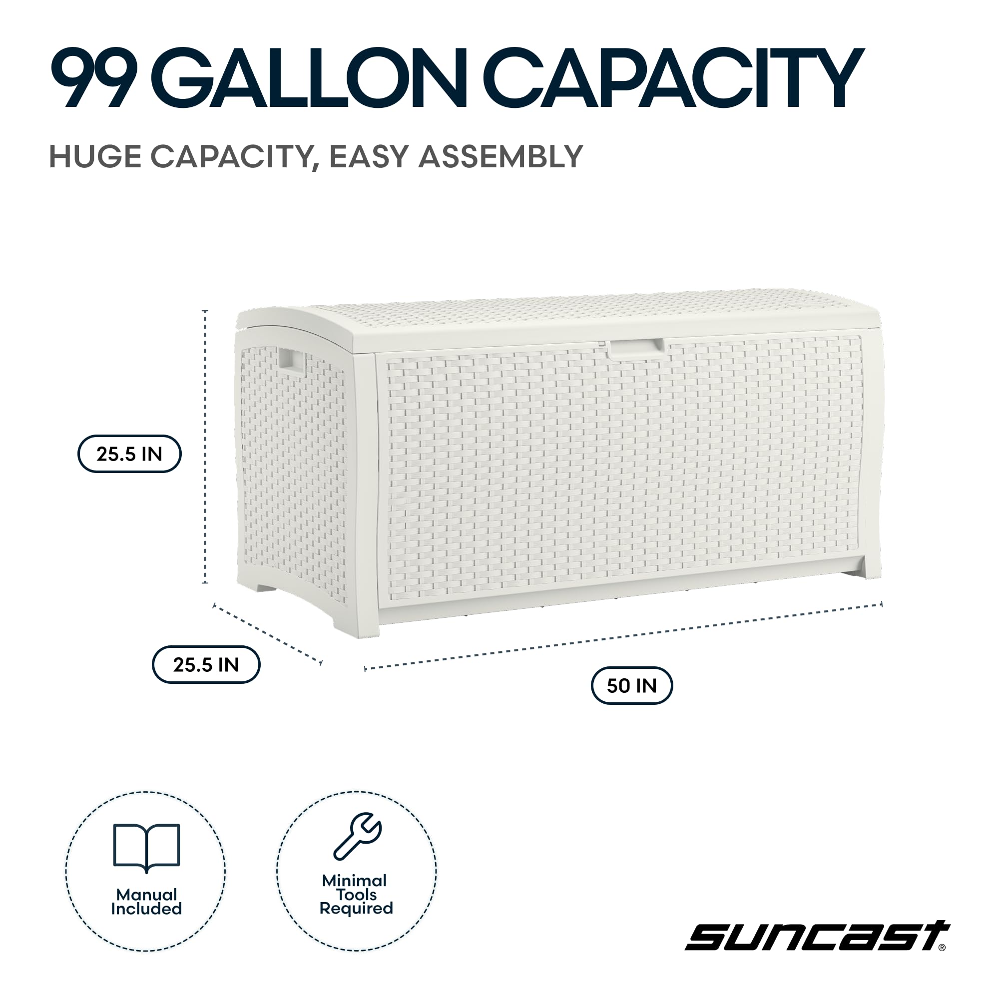 Suncast with cushions to show capacity and space-saving benefit