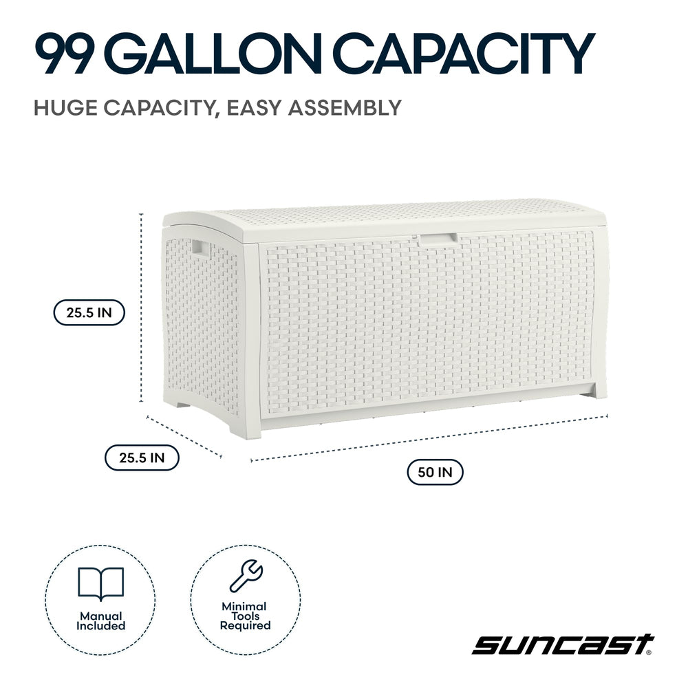 Suncast with cushions to show capacity and space-saving benefit