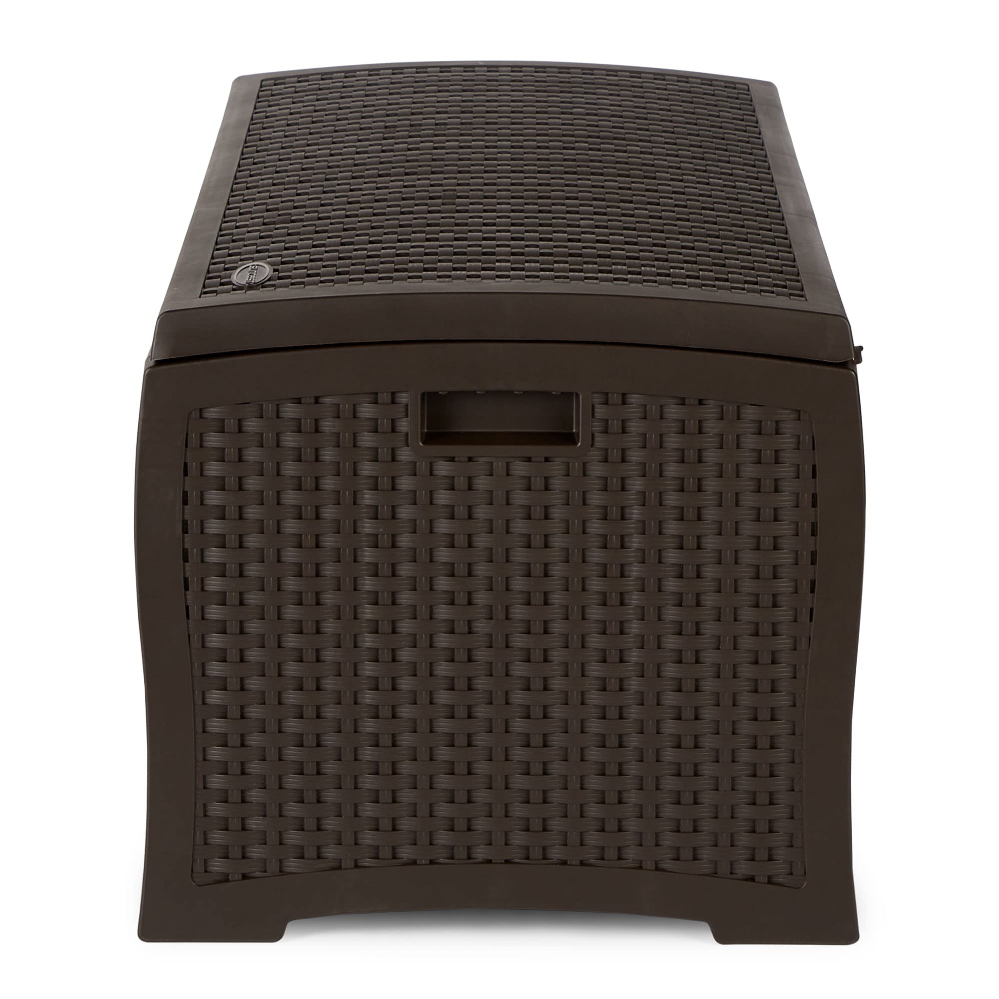 Suncast side profile illustrating waterproof seam and weather protection benefit