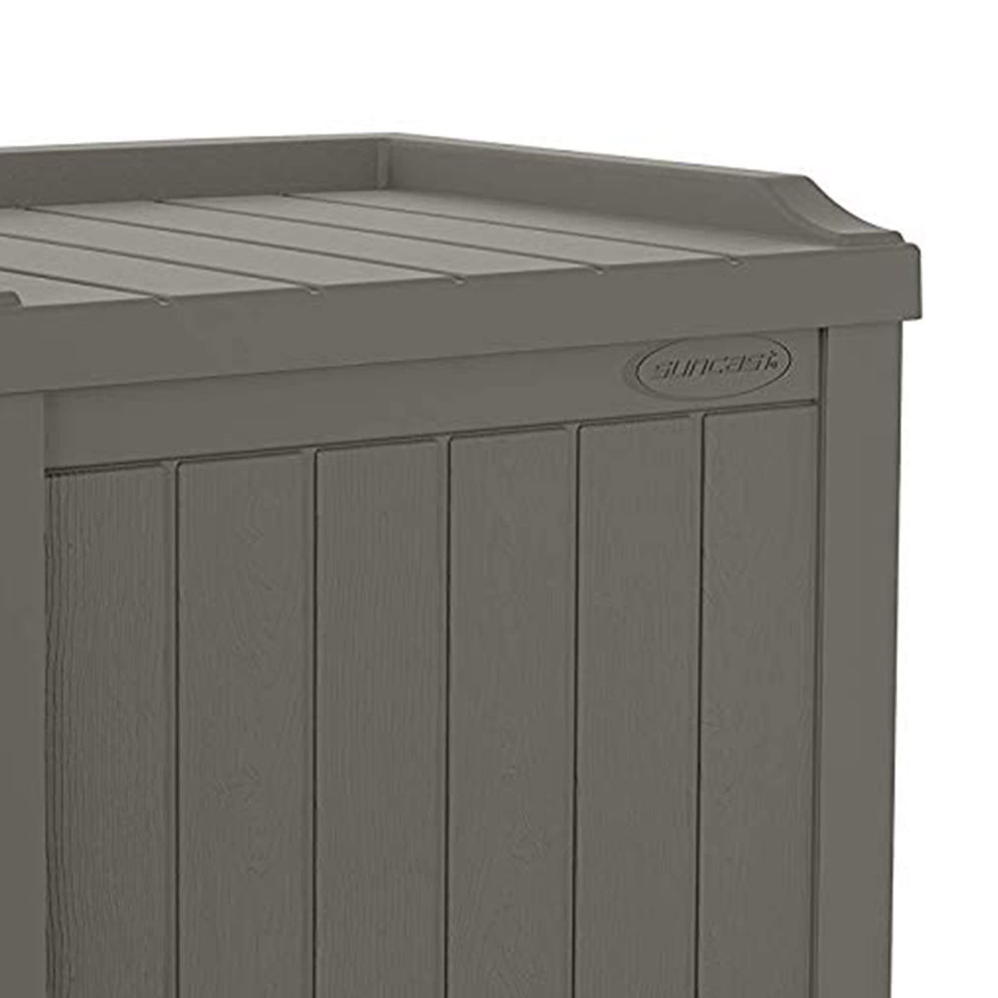 Suncast close-up of resin texture displays weatherproof finish and durability