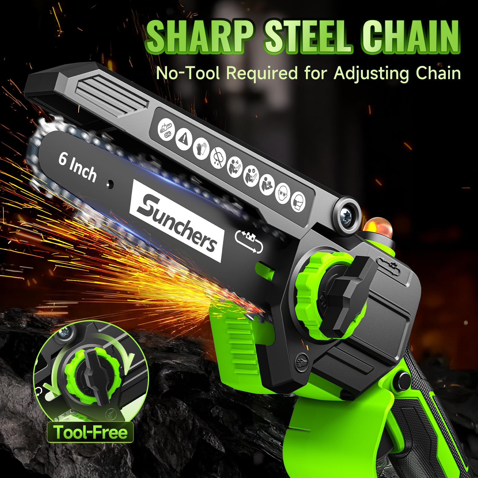 sunchers trigger and front guard view highlighting safety features