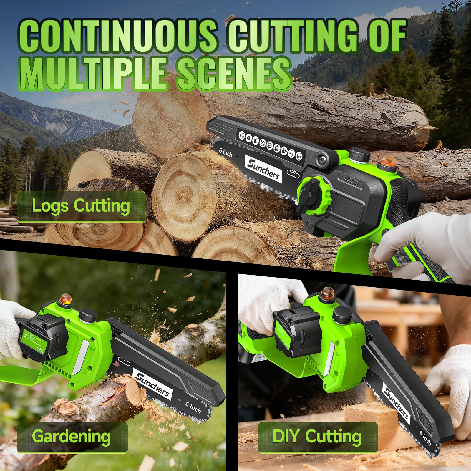 sunchers cutting a branch illustrating fast, clean pruning benefit