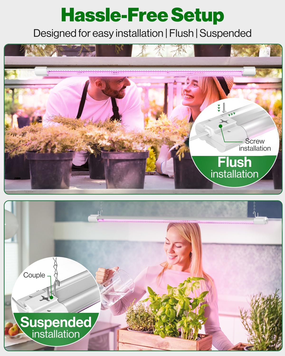 Sunco lighting vegetable seedlings showing vigorous early growth and consistent illumination benefit
