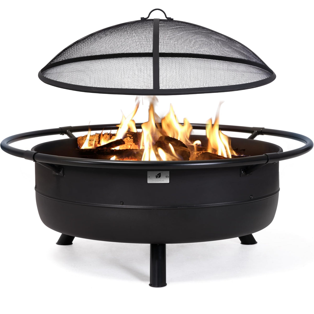 SUNCREAT front view of 42-inch fire pit showing design and capacity benefit