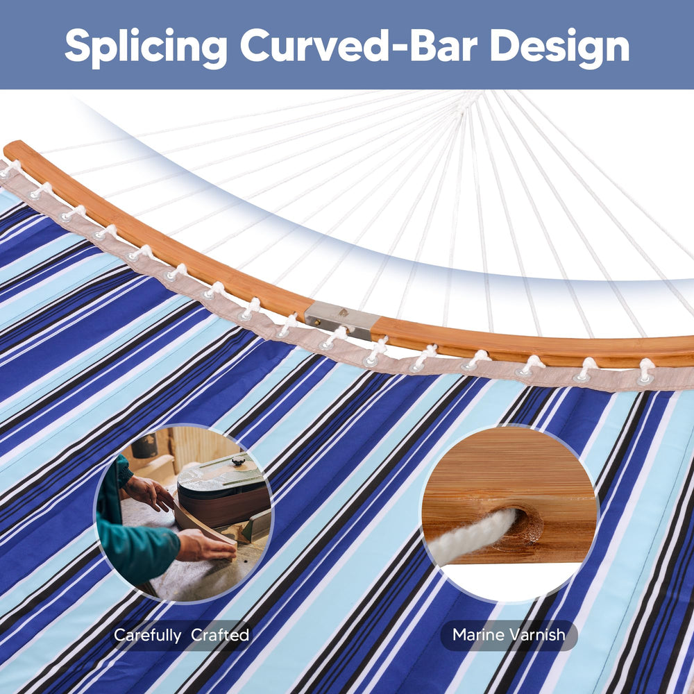 SUNCREAT curved 55 inch spreader bar detail with marine varnish for weather resistance