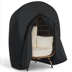 SUNCREAT front view showing full egg chair protection and weather defense