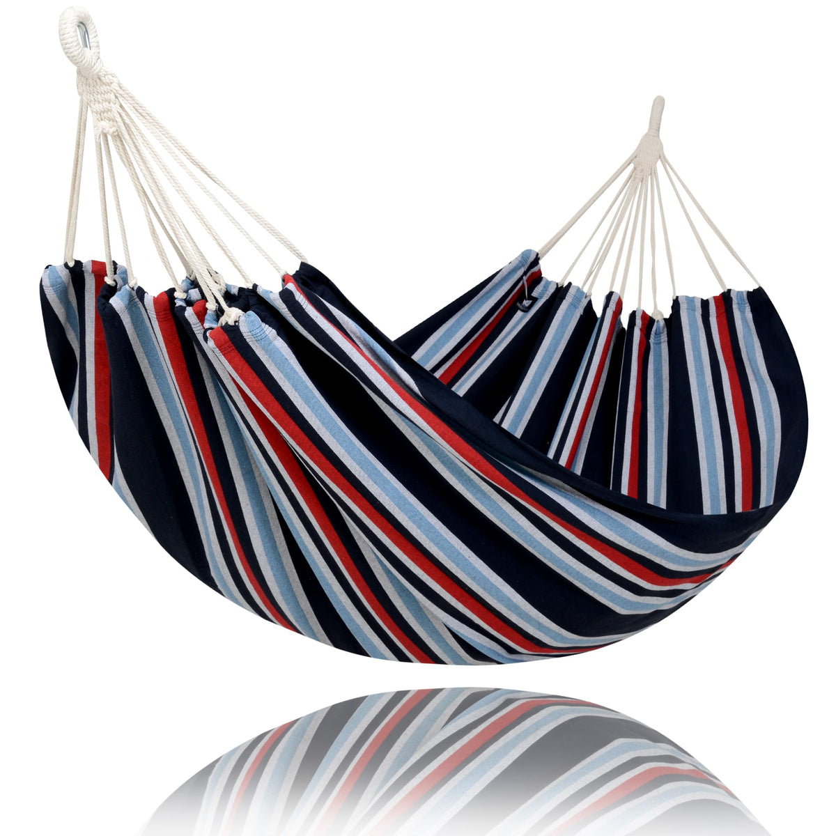 SUNCREAT front view of packed hammock showing compact portability and color