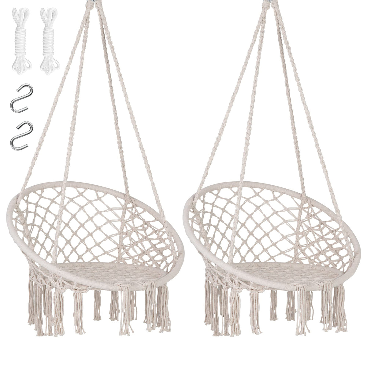 SUNCREAT hammock chair front view showing full hanging silhouette and comfort