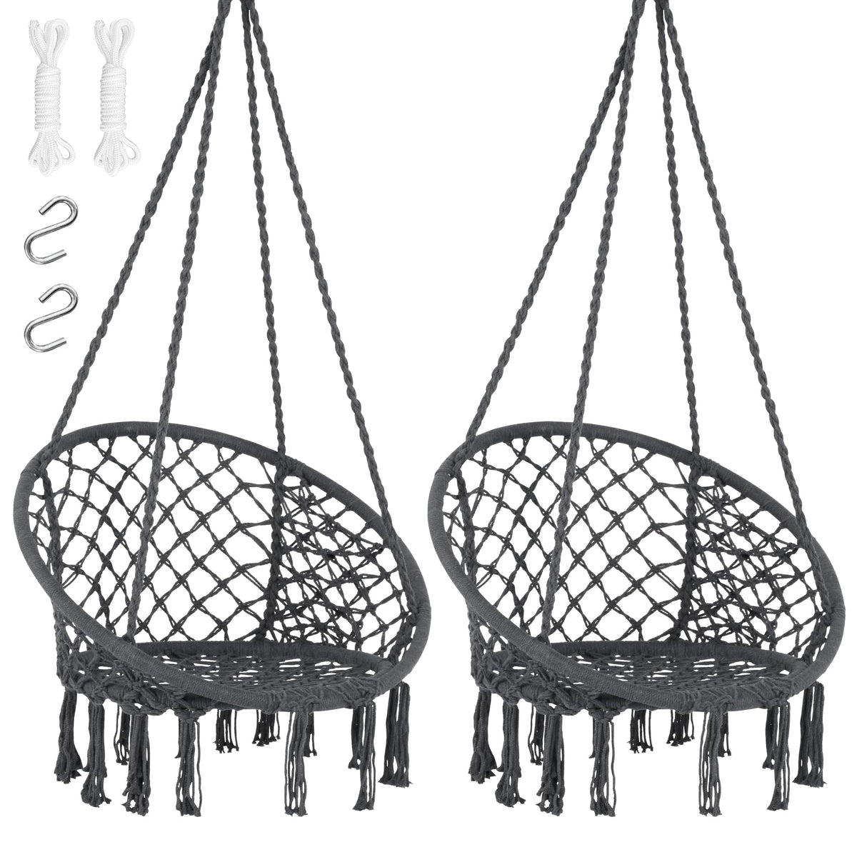 SUNCREAT front view of grey hammock chair showing full shape and comfort