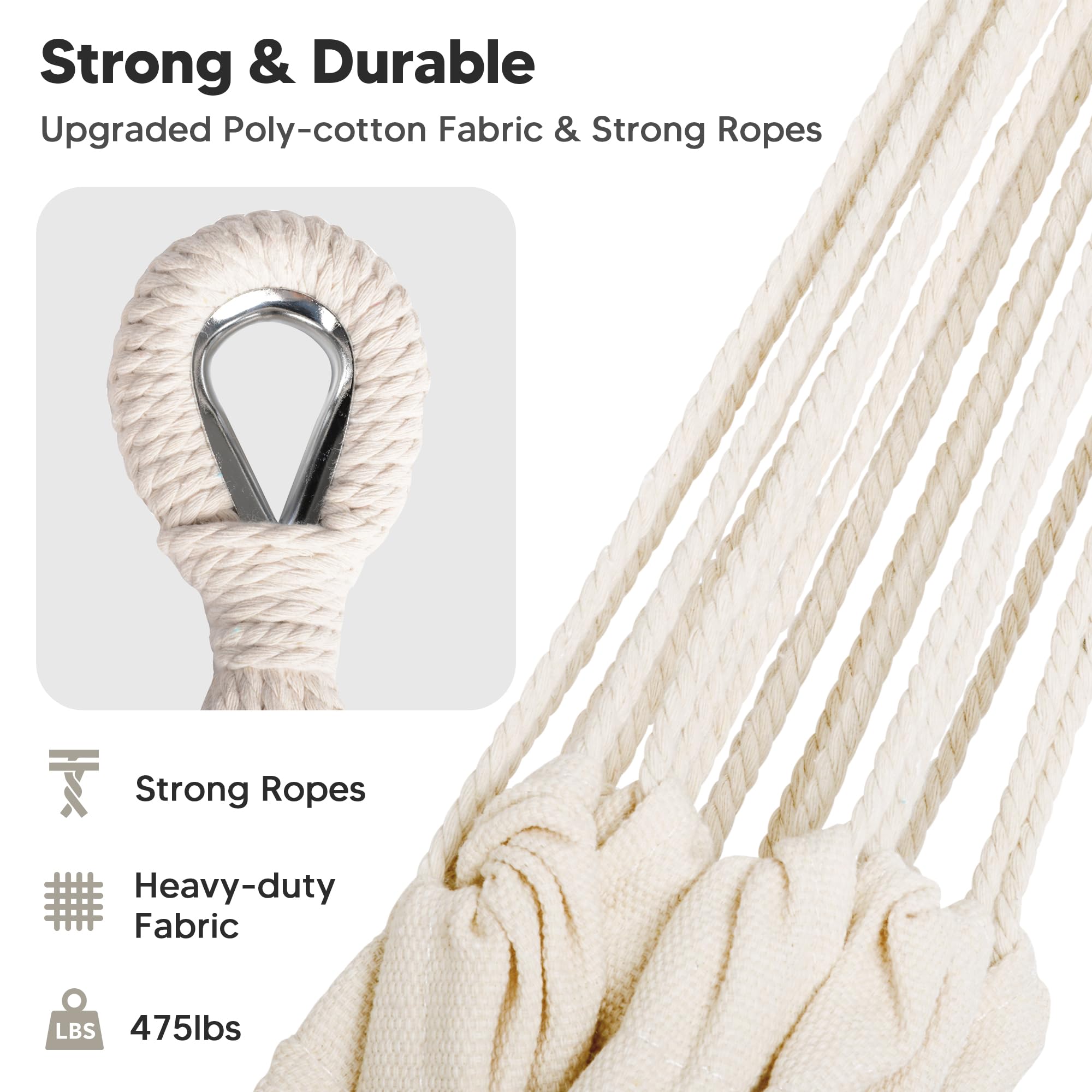 SUNCREAT hanging kit with tree straps and S-hooks for easy, secure setup