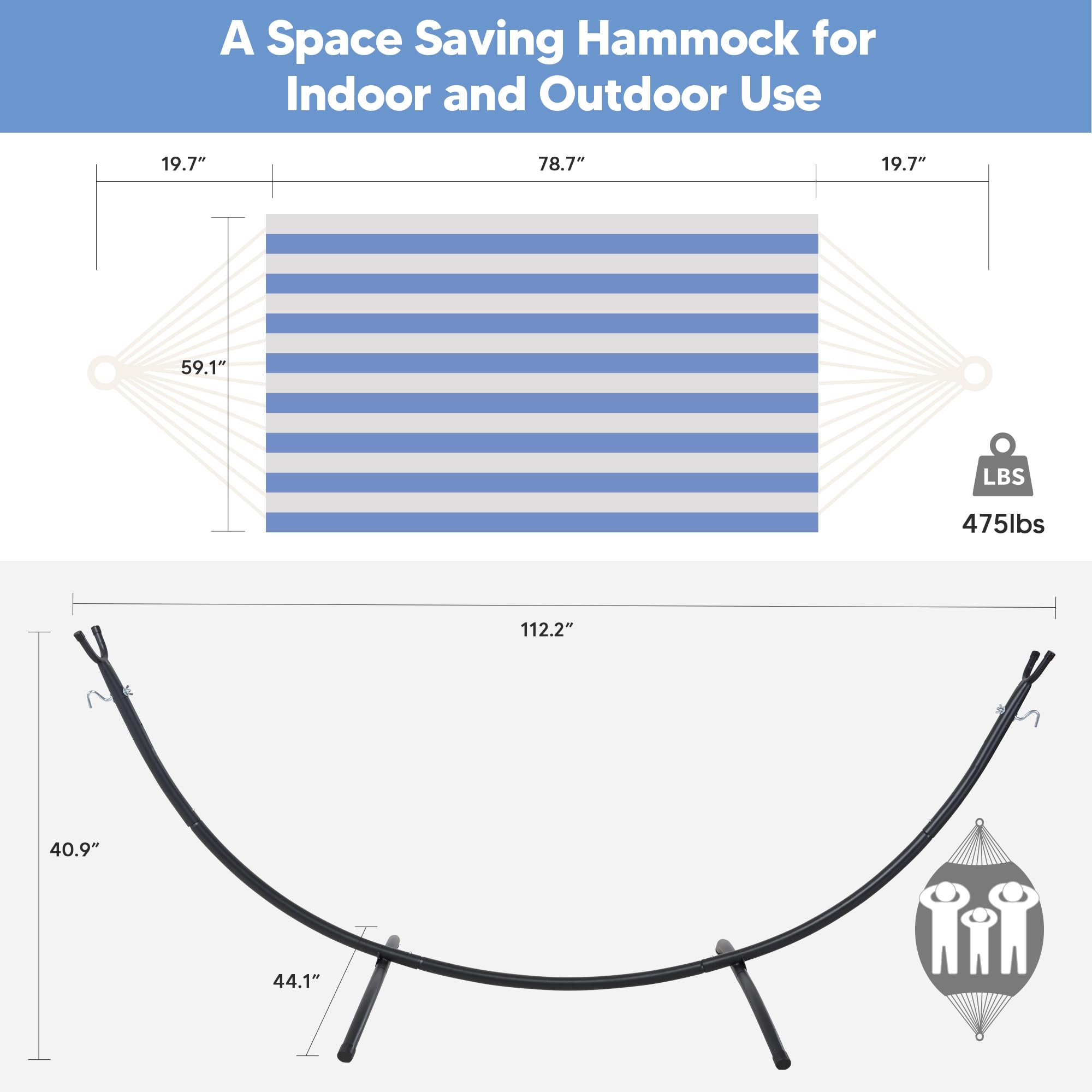 SUNCREAT hammock in use with two people demonstrates stable support