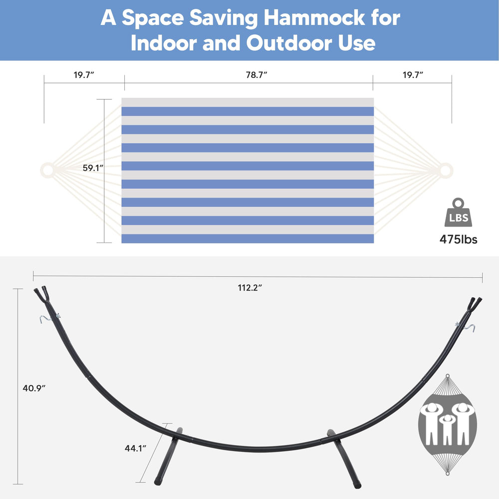 SUNCREAT hammock in use with two people demonstrates stable support