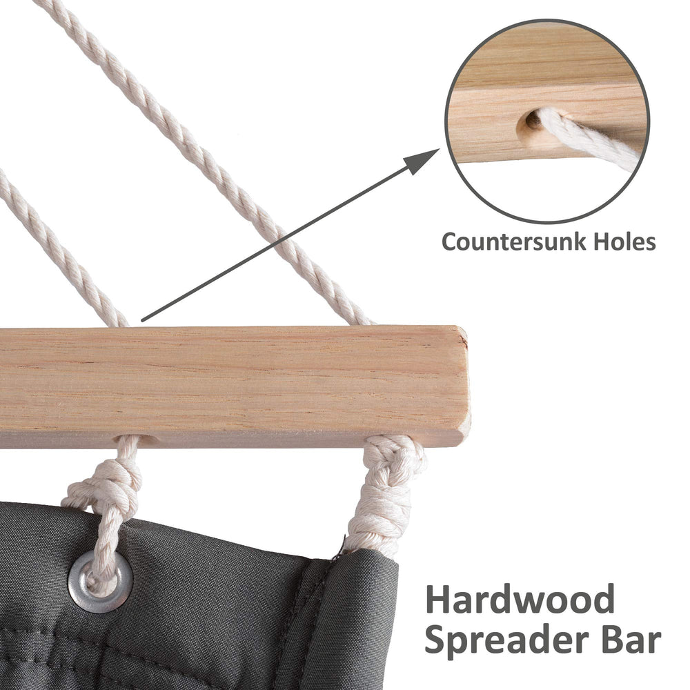SUNCREAT hammock in use with two people relaxing to show roomy two-person capacity and comfort
