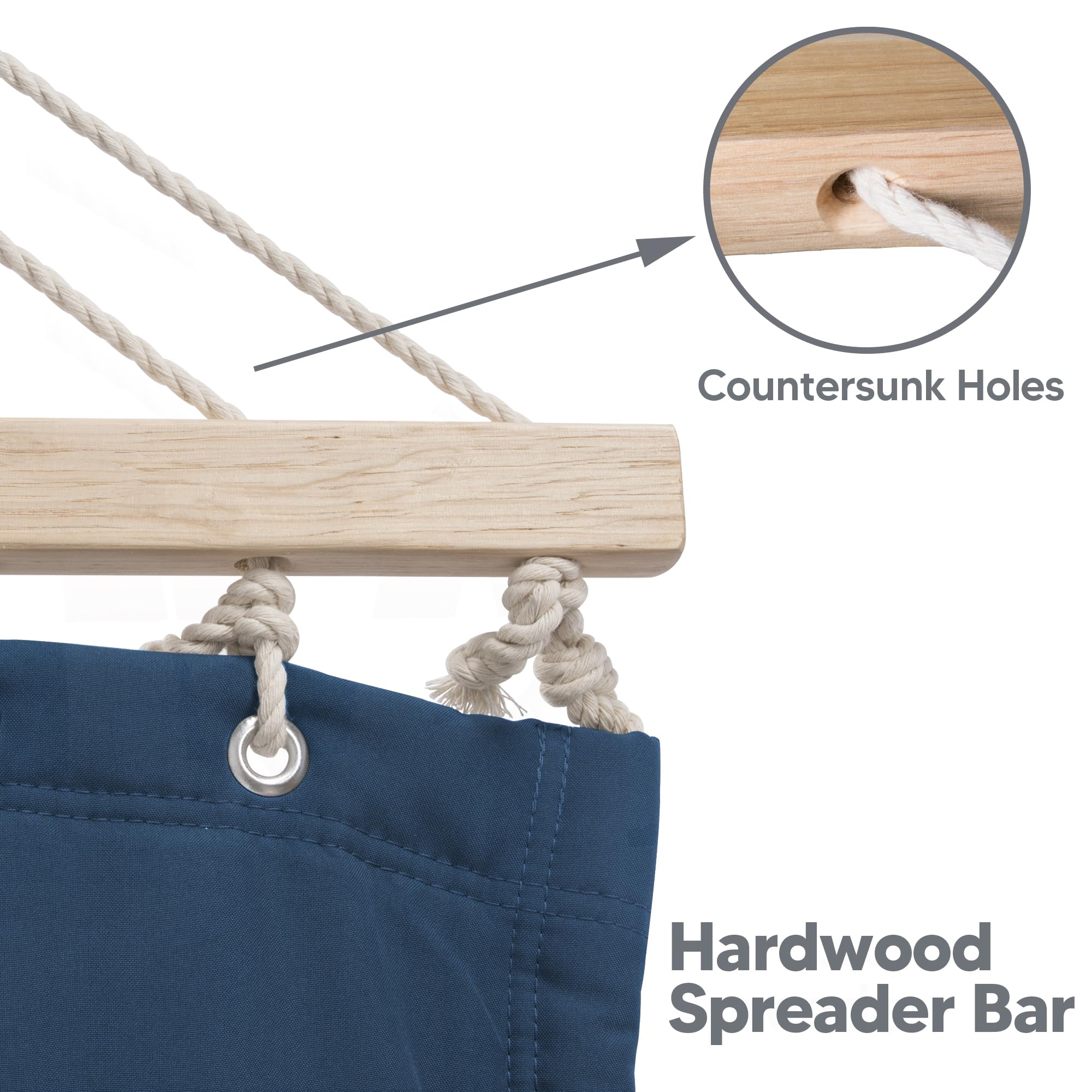 SUNCREAT hammock mounted on stand illustrating quick attachment and use