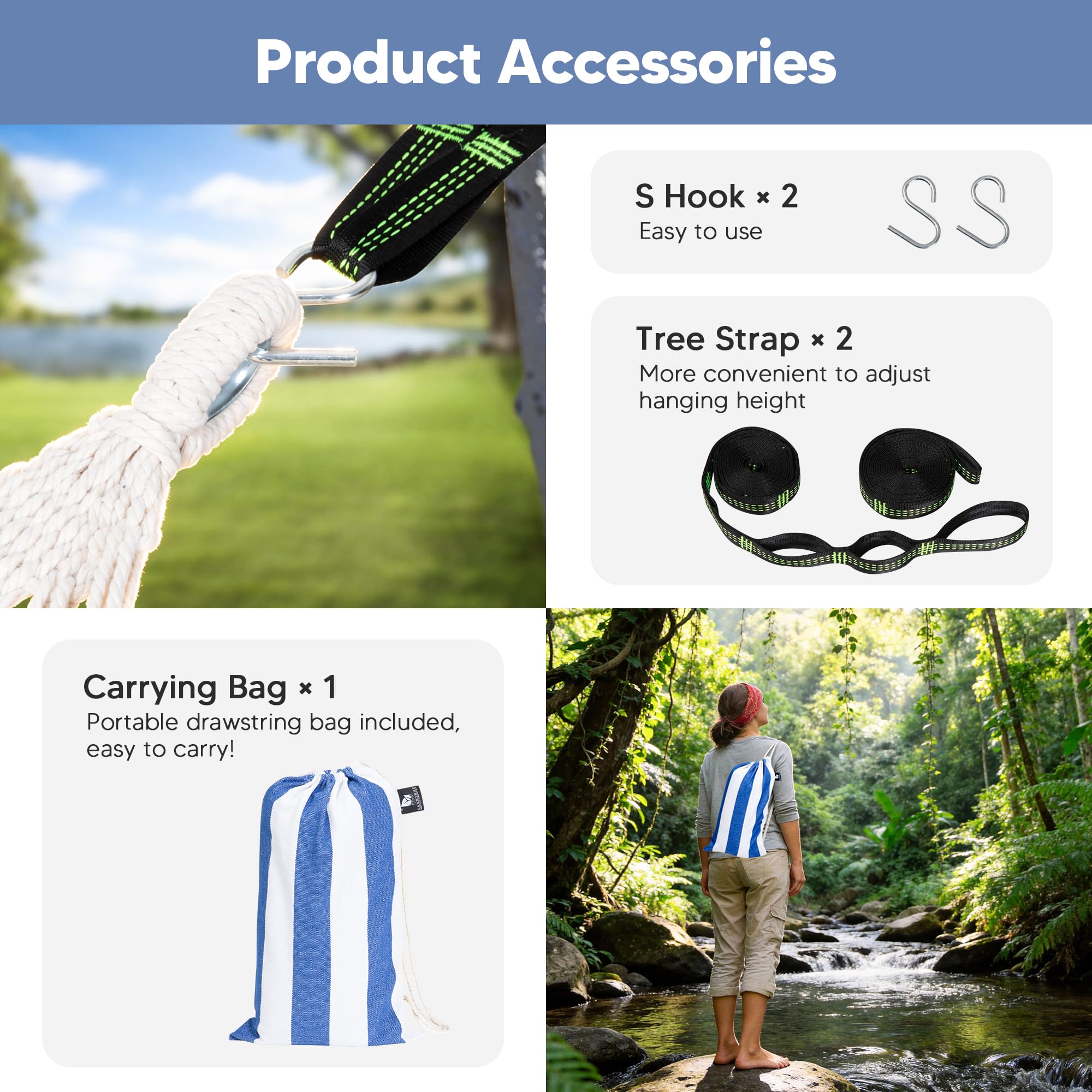 SUNCREAT hammock folded in drawstring bag showing easy portability