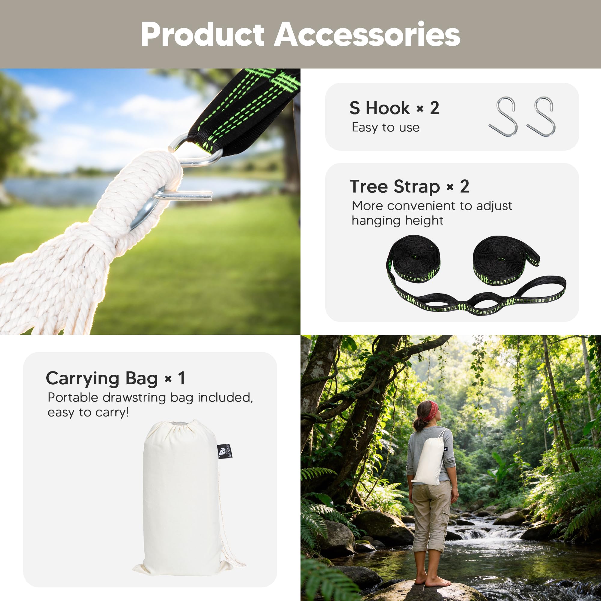 SUNCREAT hammock packed in drawstring bag for compact travel convenience