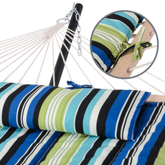 SUNCREAT pad in use on a porch hammock demonstrating shared lounging comfort