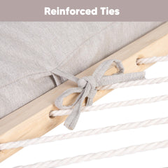 SUNCREAT pillow secured in a hammock outdoors offering stable lounging comfort